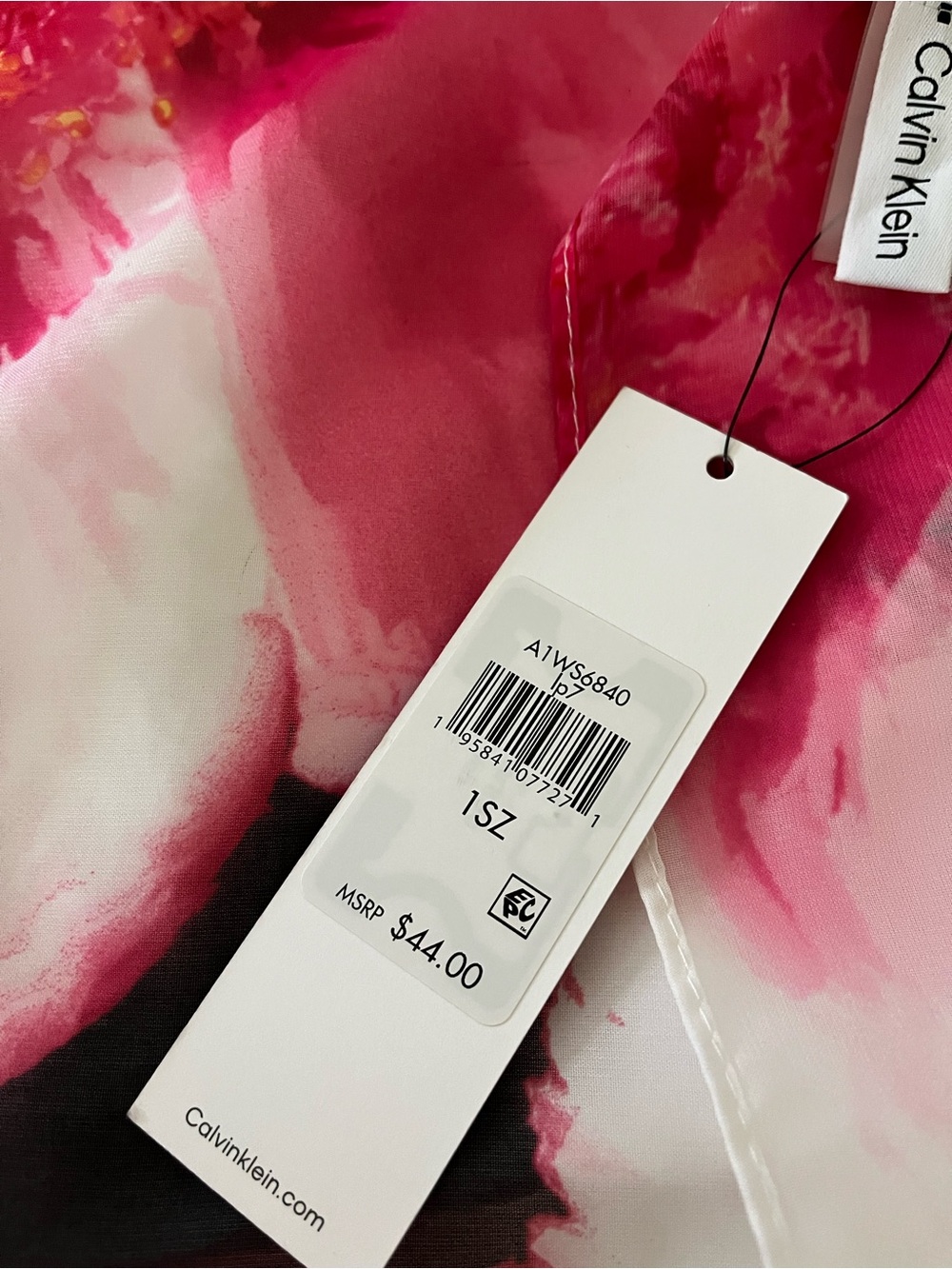 Calvin Klein Pink & Black Floral Silk Scarf - Picture 2 of 3